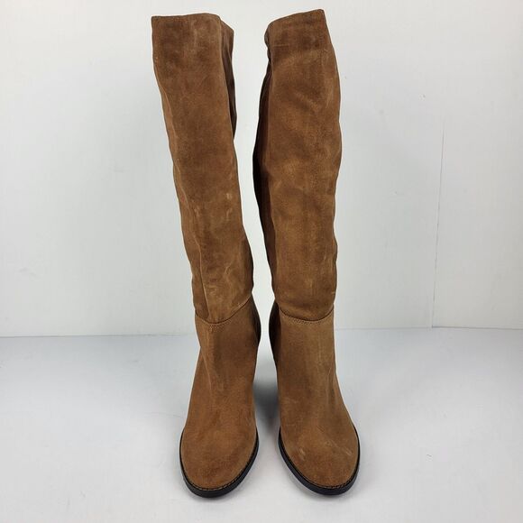 Crevo Women's Boots Size 8.5 Atty Suede Chestnut Leather Suede Shoes Riding - Picture 4 of 16